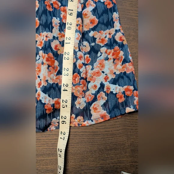 Joie Silk Floral Sleeveless Dress Navy & Pink 100% Silk Flutter Sleeve Pleated S - Picture 13 of 14